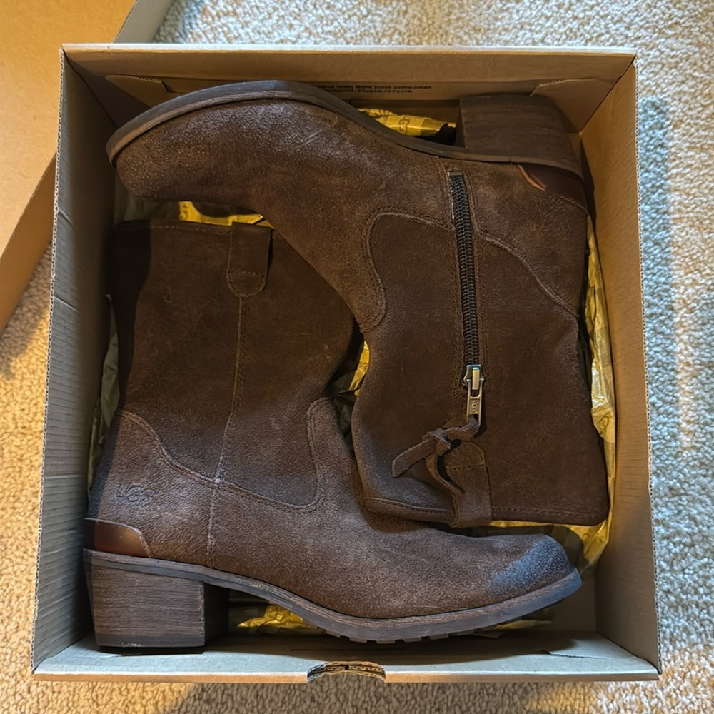 Ugg “Briar” boots, 6, dark brown suede (retail $170)